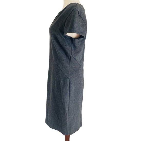 Banana Republic SS Seam Dress Gray Size 8 Tall Sheath Careerwear Midi Lined - Picture 5 of 11
